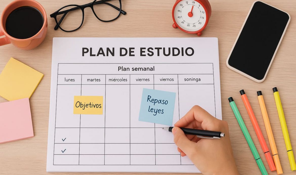 Plan de estudio. Organización del tiempo en estudio de una oposición